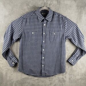 Ash & Erie Shirt Mens Medium Blue Gray Plaid Flannel Slim Fit Button Up Casual